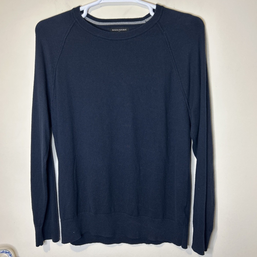 Banana Republic Cotton Sweater Men's Large Premium Luxe Yarn Black Casual